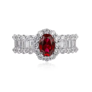 1 carat ruby vintage T-square diamond ring