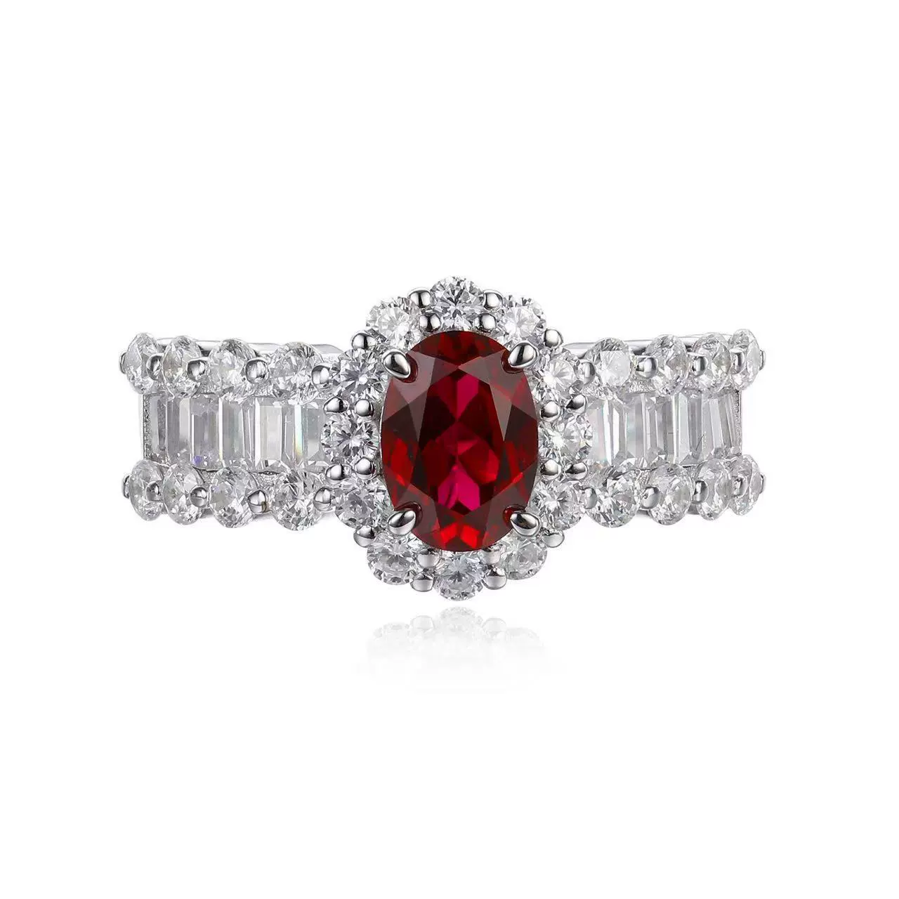 1 carat ruby vintage T-square diamond ring