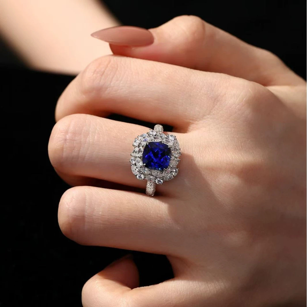 3 carat sapphire luxury full diamond ring - Image 2