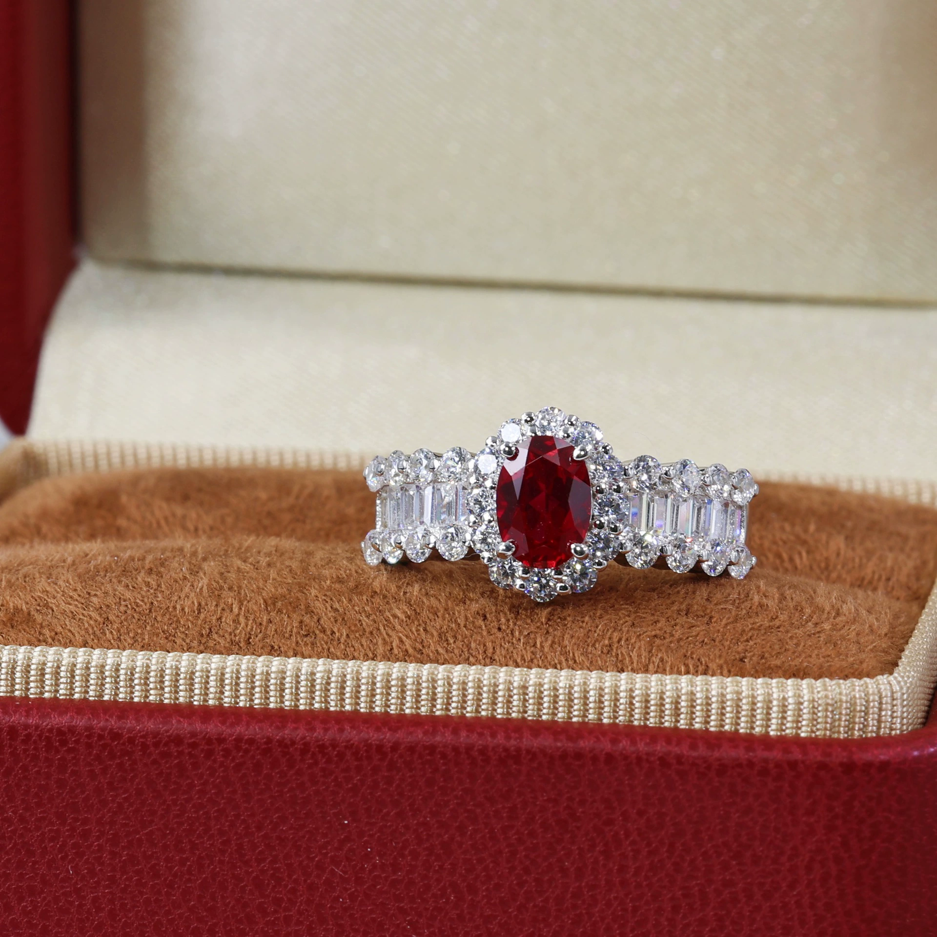 1 carat ruby vintage T-square diamond ring - Image 4