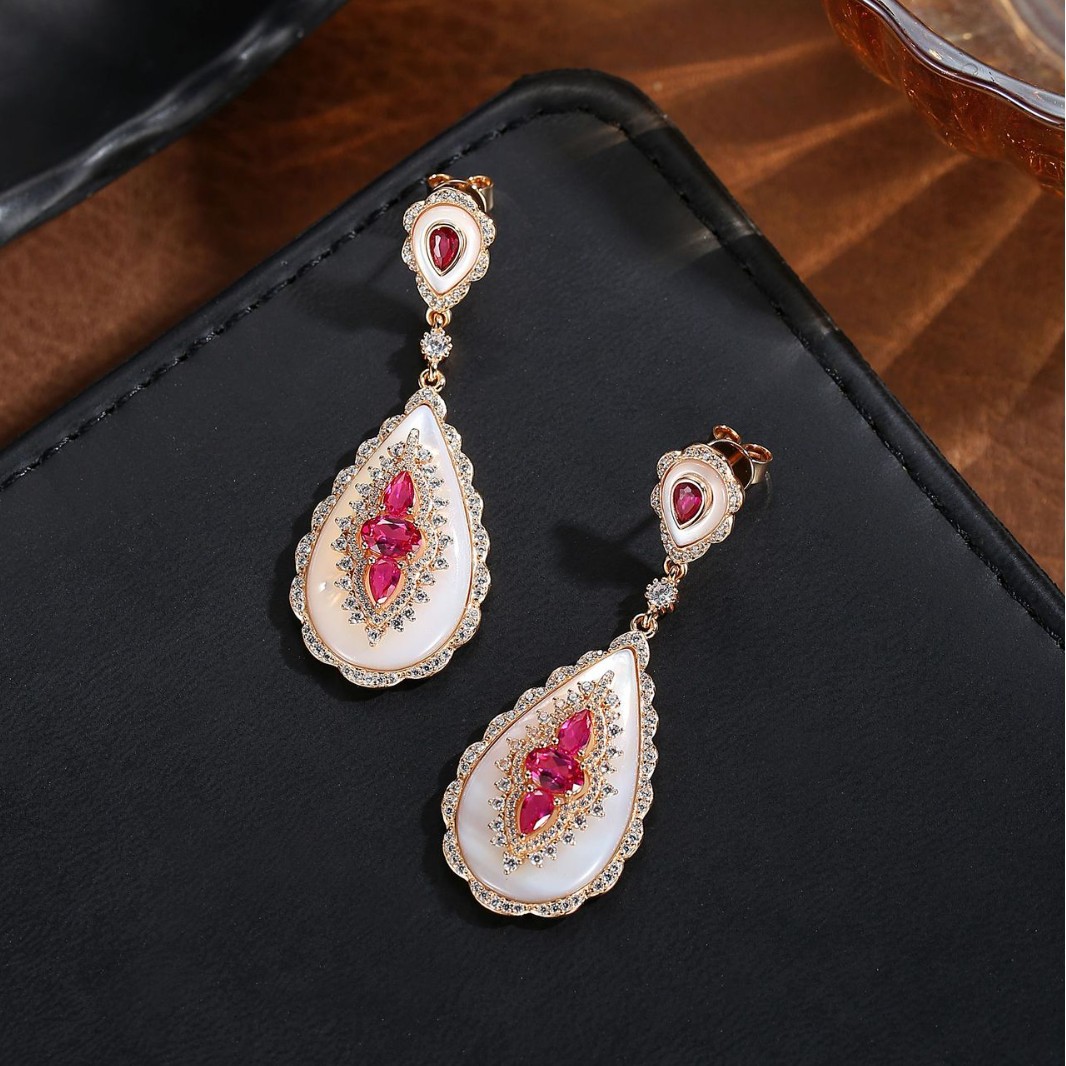 5.8 carat long water drop earrings - Image 2