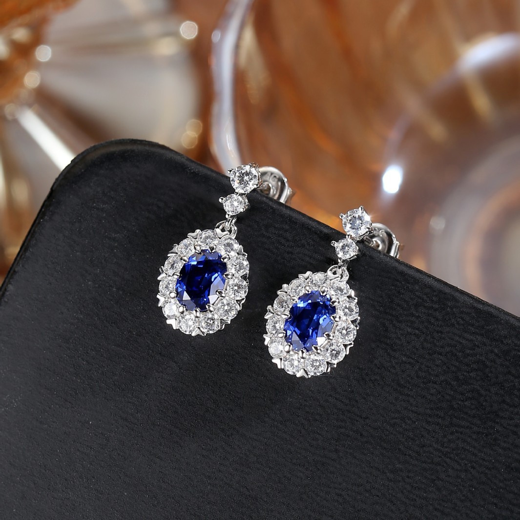2 ct diamond oval earrings - Image 3